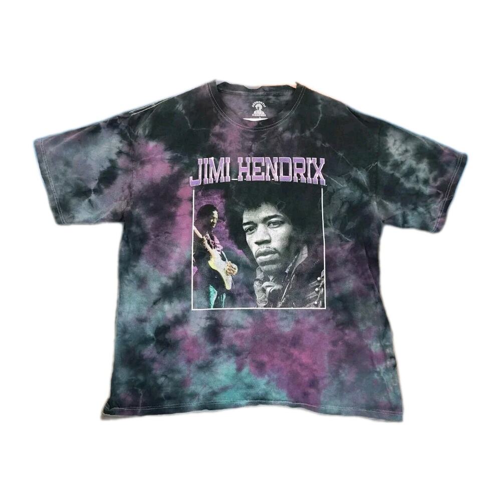 Jimi Hendrix Shirt Mens Large Liquid Blue Tie Dye Crew Neck Band Rap Tee Music